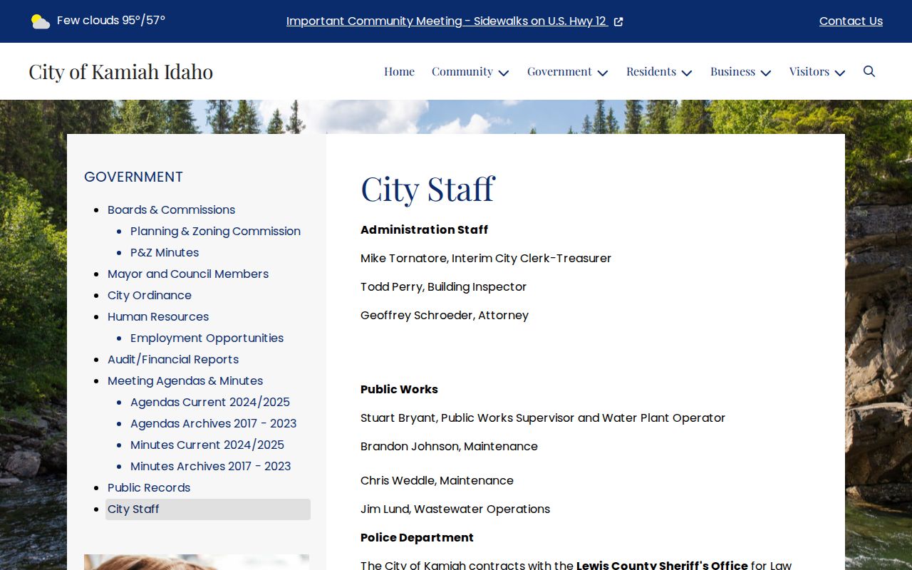 Kamiah criminal records contract law enforcement statement