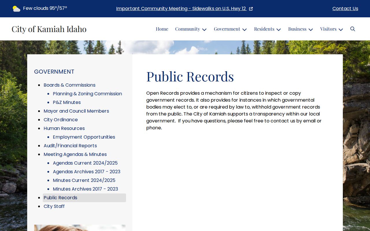 Kamiah criminal records city public request channel