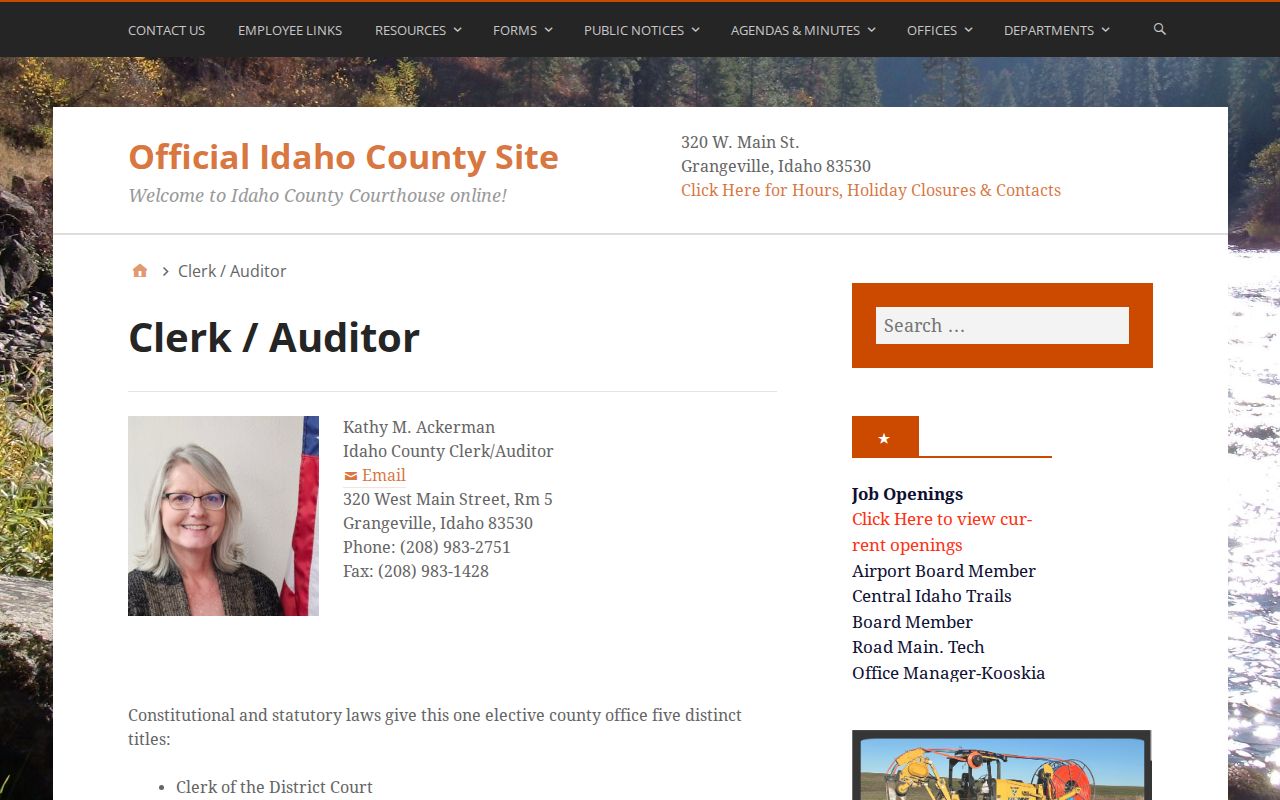 Idaho County Clerk criminal case record office