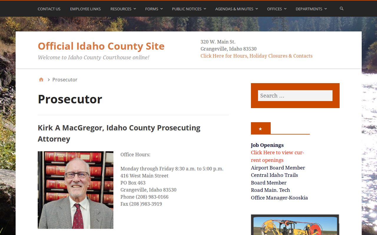 Idaho County criminal case charging and Drug Court information